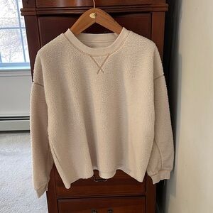 American Eagle Outfitters Cream Sherpa Sweatshirt